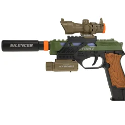 Alfafox Militair pistool met demper en zaklamp en licht en geluid