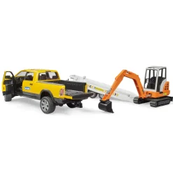 Auto Ram 2500 Power Wagen Rental Service met aanhangwagen en minibagger
