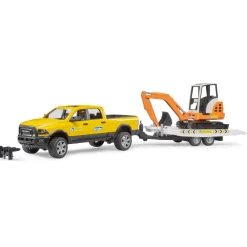 Auto Ram 2500 Power Wagen Rental Service met aanhangwagen en minibagger