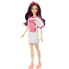 Barbie pop fashionista witte jurk donker haar
