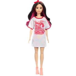 Barbie pop fashionista witte jurk donker haar