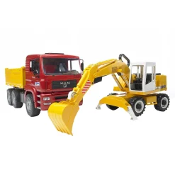 Bruder Auto Vrachtwagen MAN TGA Met Liebherr Graafmachine