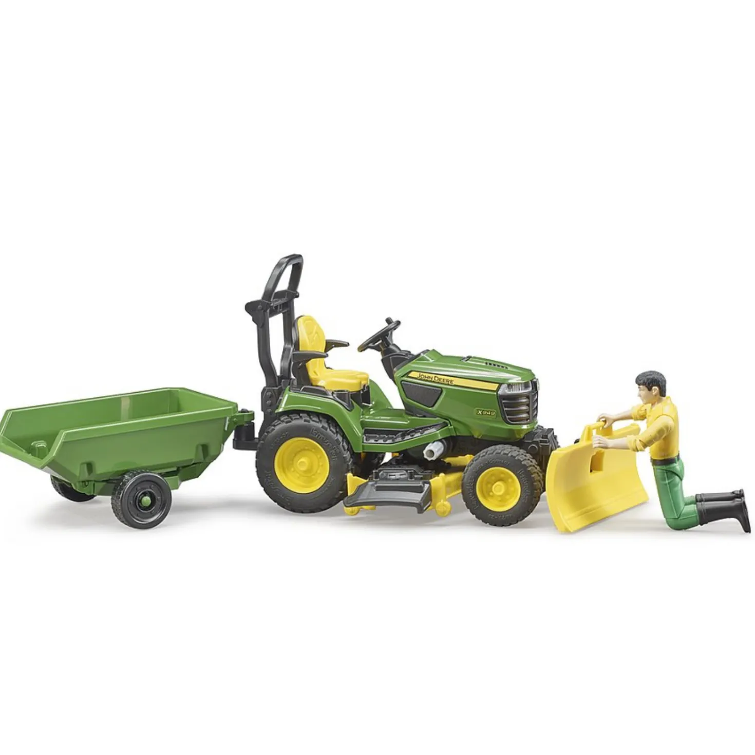 Bruder Figuur Tuinman Met Zitgrasmaaier Met Aanhanger