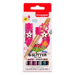 Bruynzeel glitter viltstiften pastel 6 stuks