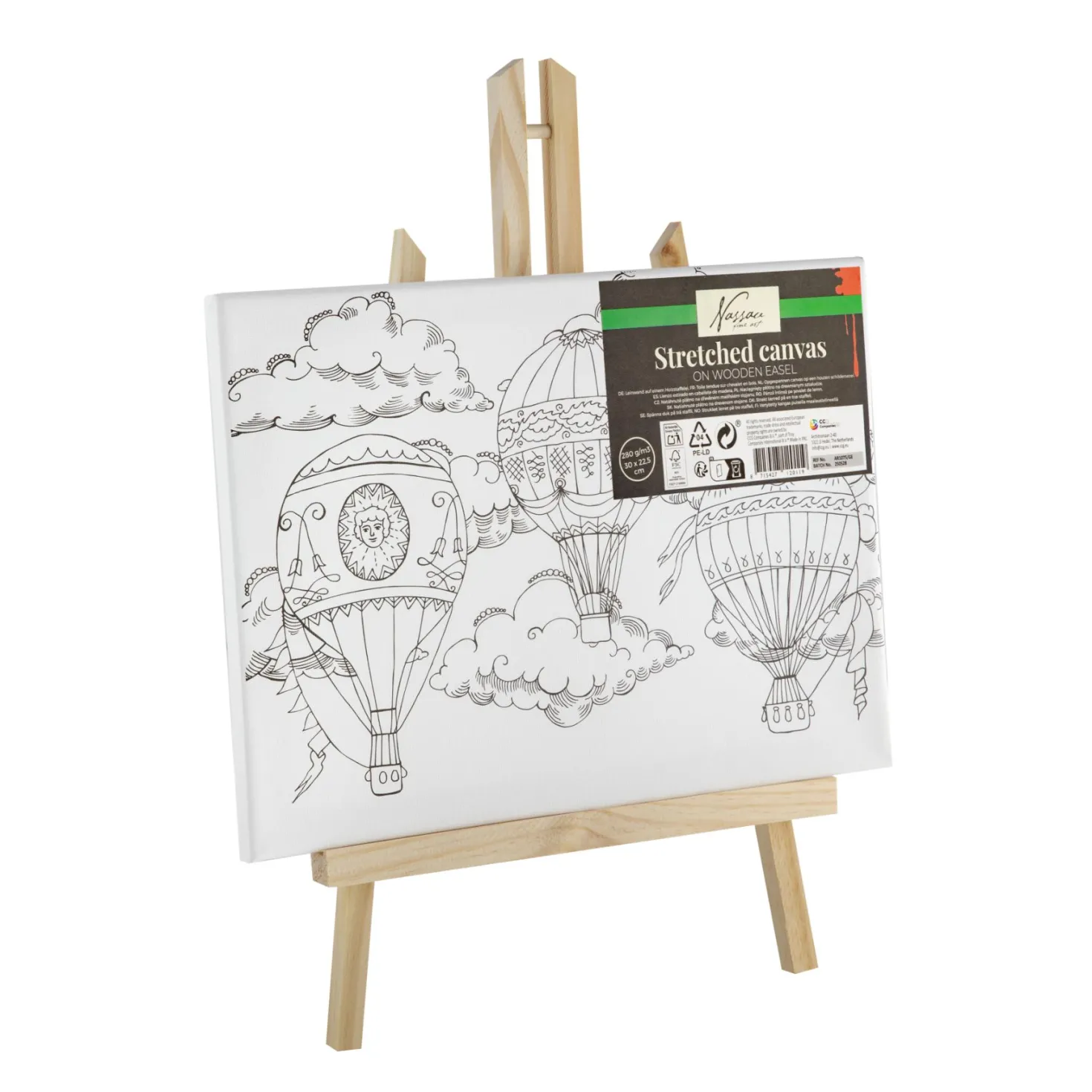 Canvas met print 30 x22,5 cm inclusief schildersezel