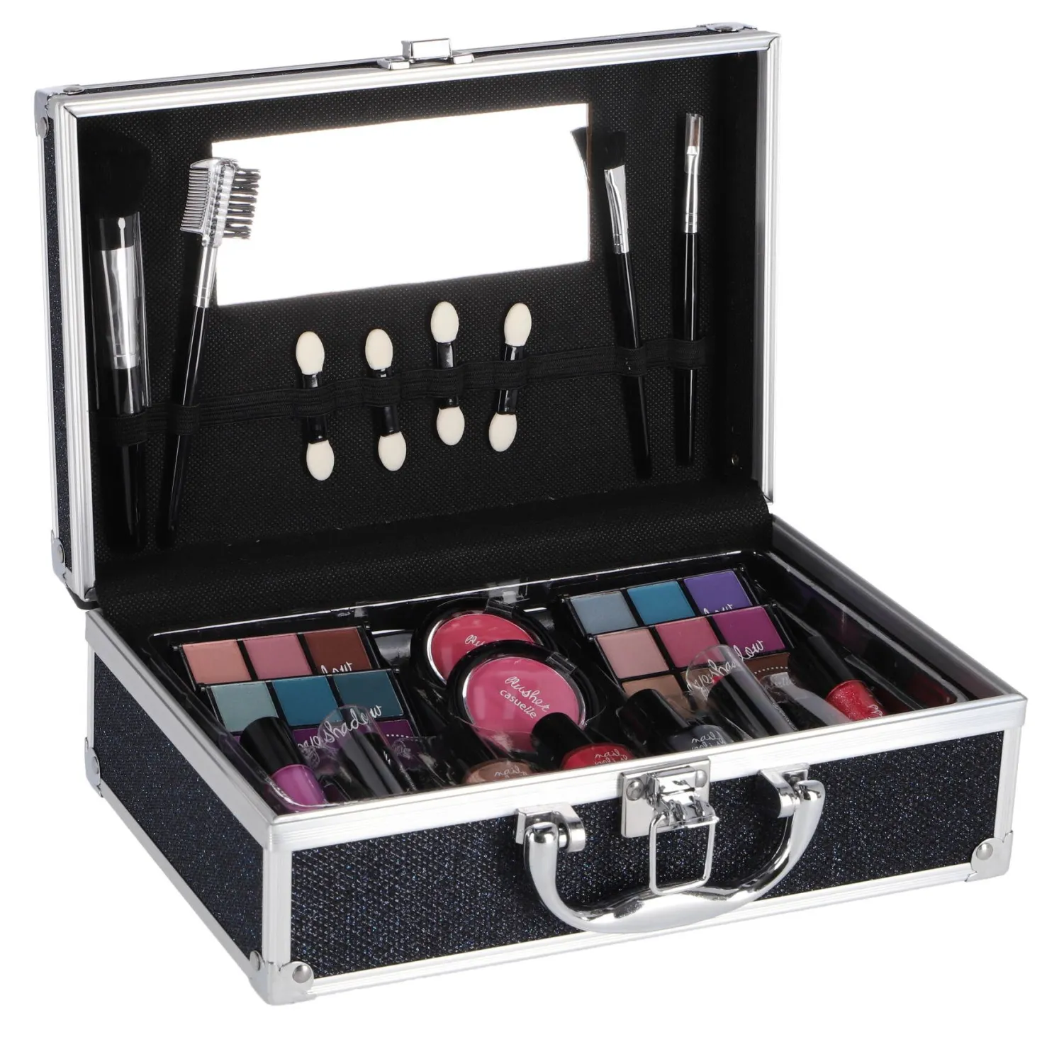 Casuelle Aluminium Koffer Blauw Zwart Glitter