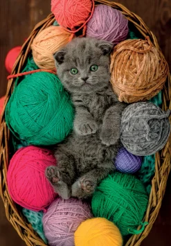Clementoni puzzel kitten in mand met wol 500 stukjes