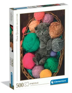 Clementoni puzzel kitten in mand met wol 500 stukjes