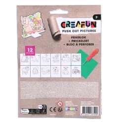 Creafun prikblok met prikpen en 12 sjablonen boerderij