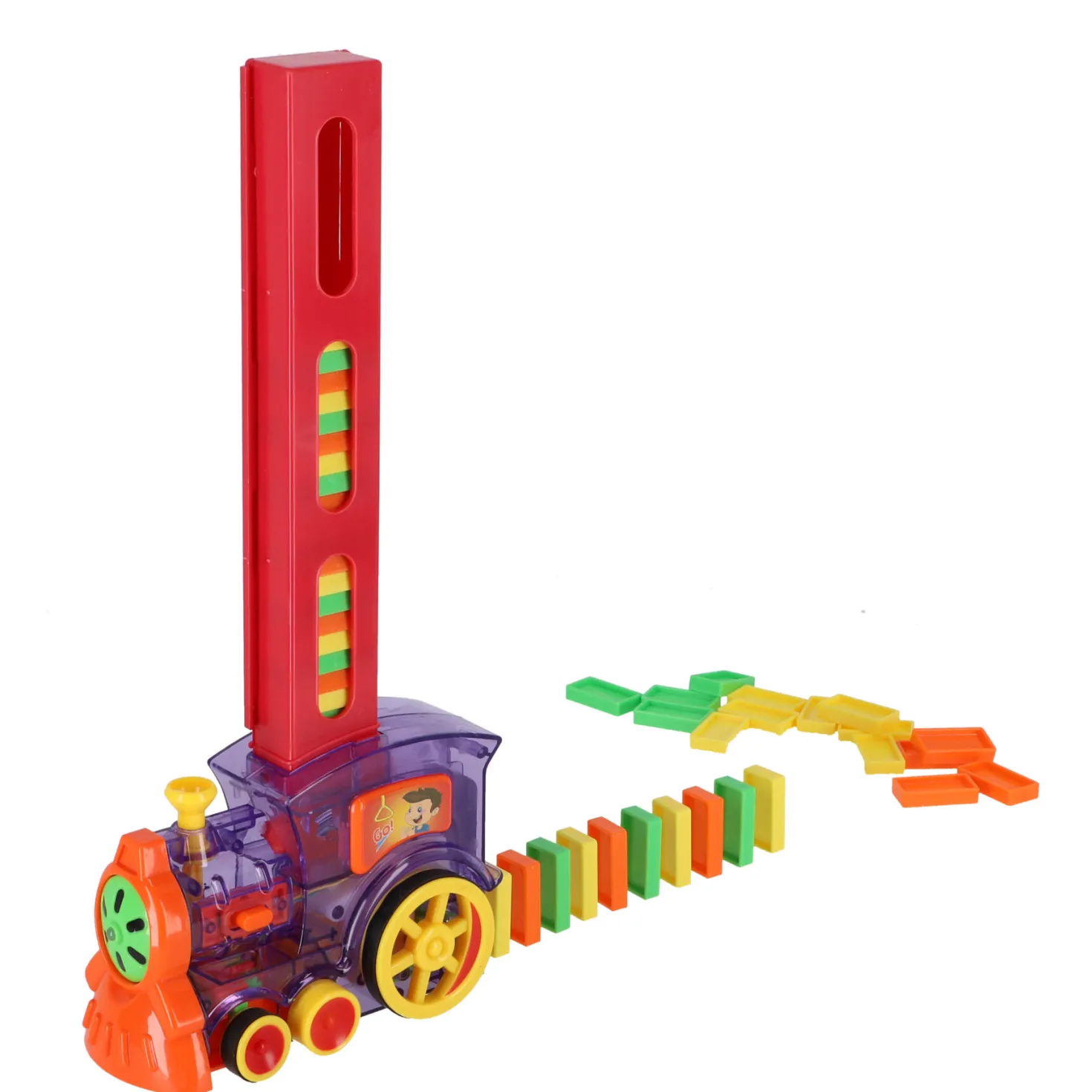 Domino trein b/o met 80 domino stenen