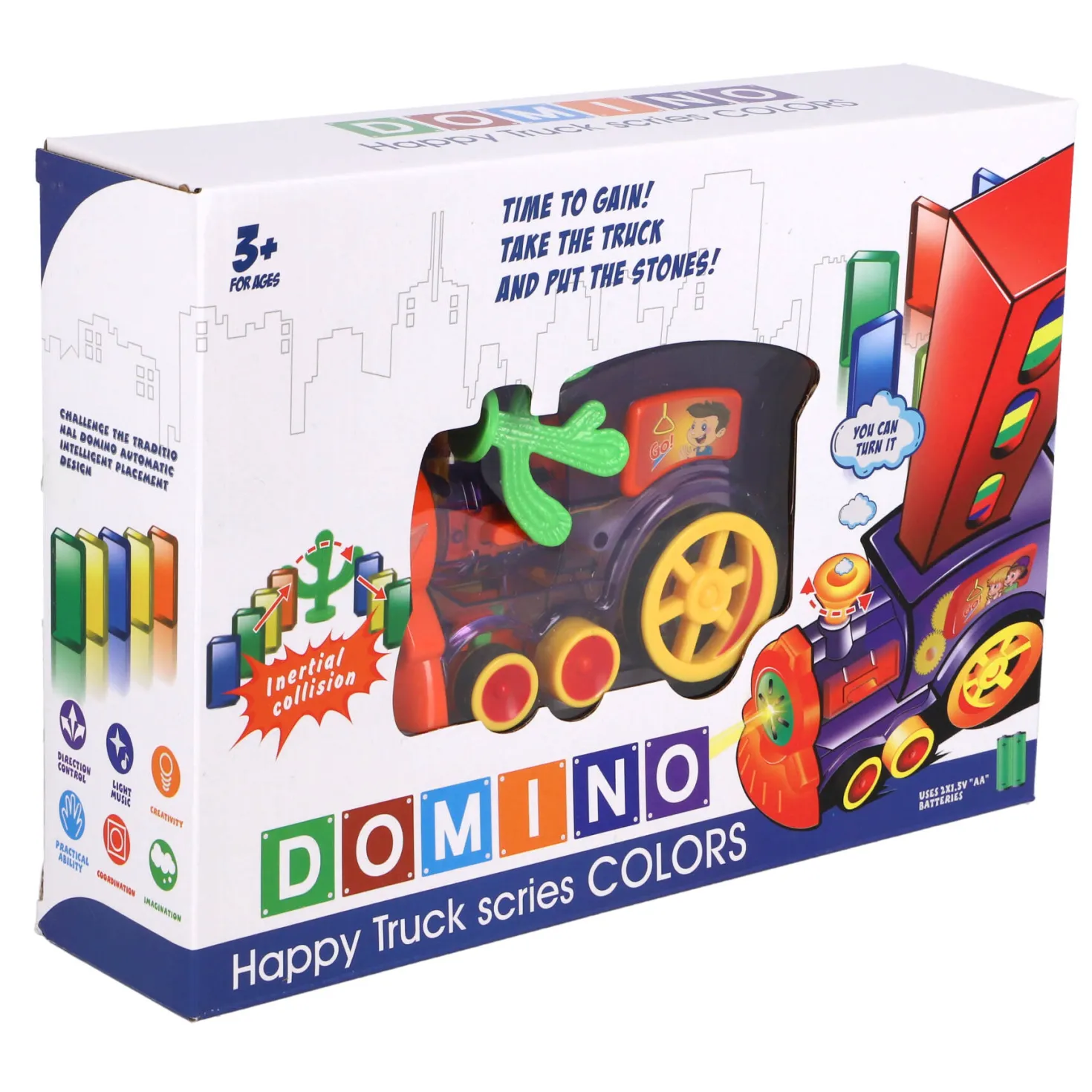 Domino trein b/o met 80 domino stenen