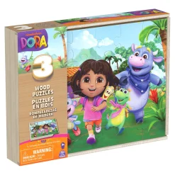 Dora 3pack Houten Puzzel In Houten Doos (3x24 Stukjes)