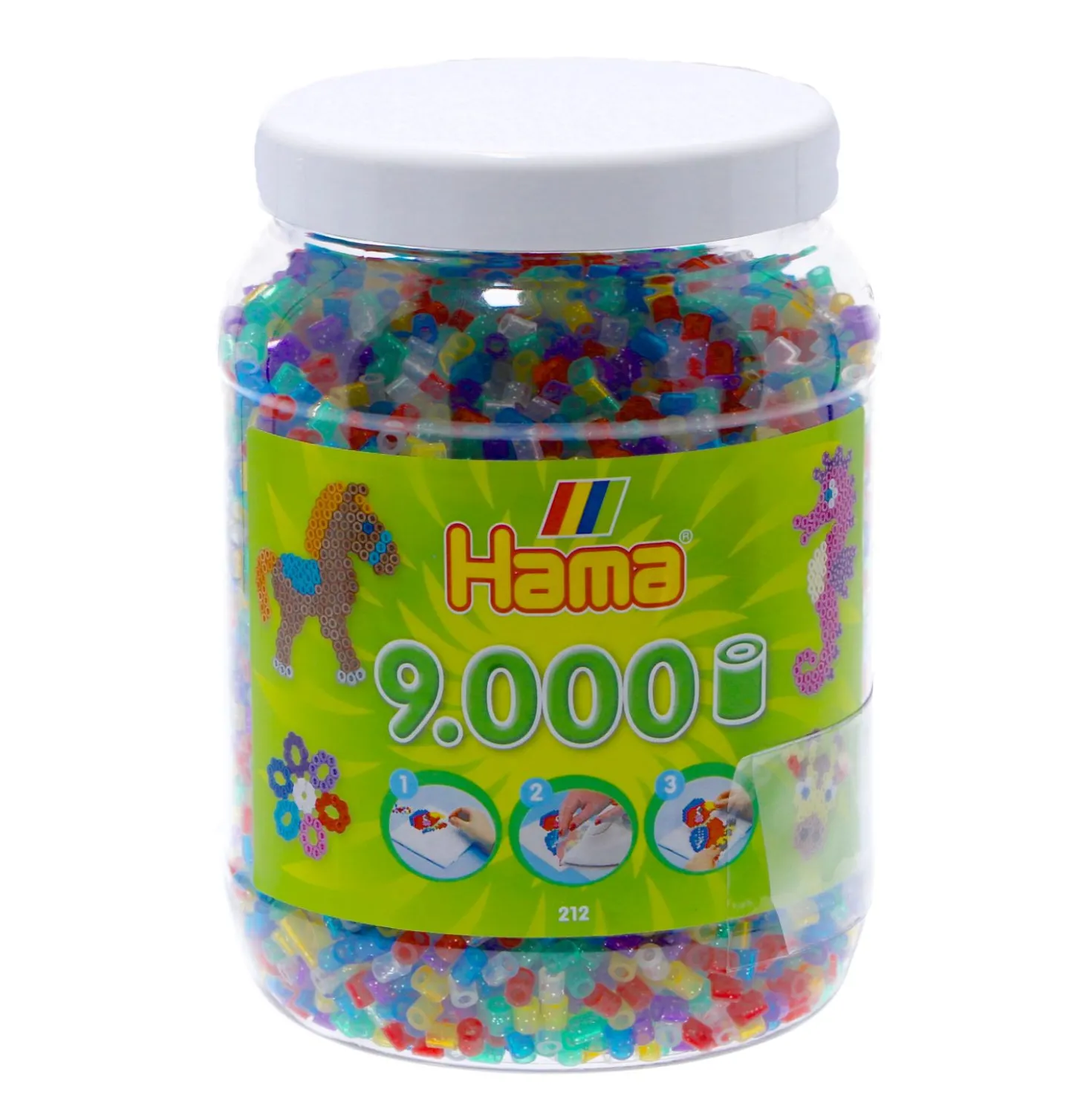 Hama Strijkkralen Ton Met 9000 Stuks Glitter Transparant