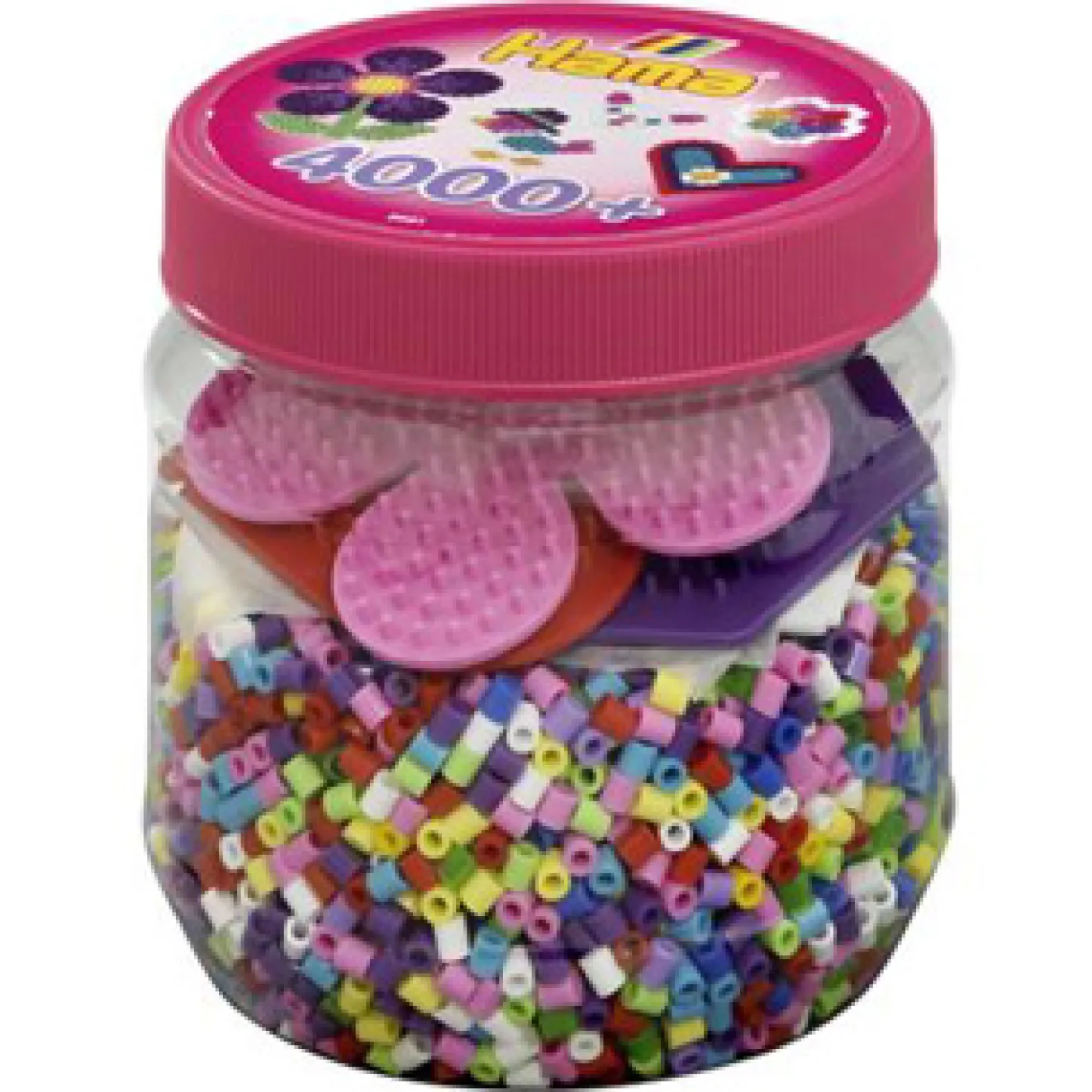 Hama Strijkkralen Ton Met 4000 Stuks + 3 Platen Roze