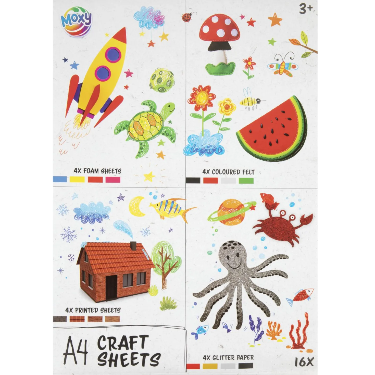 Hobbysheets A4 16 Stuks Vilt/Foam/Glitter