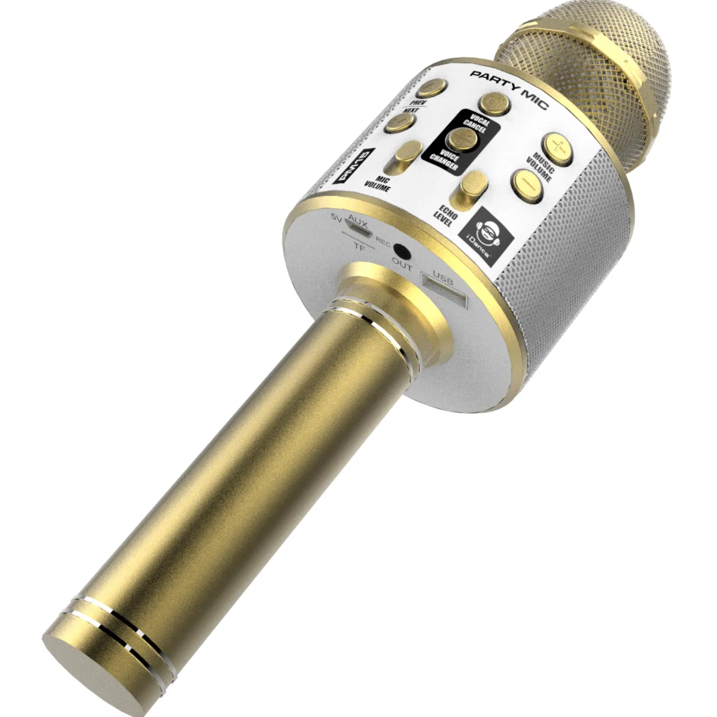 Idance bluetooth party microfoon goud