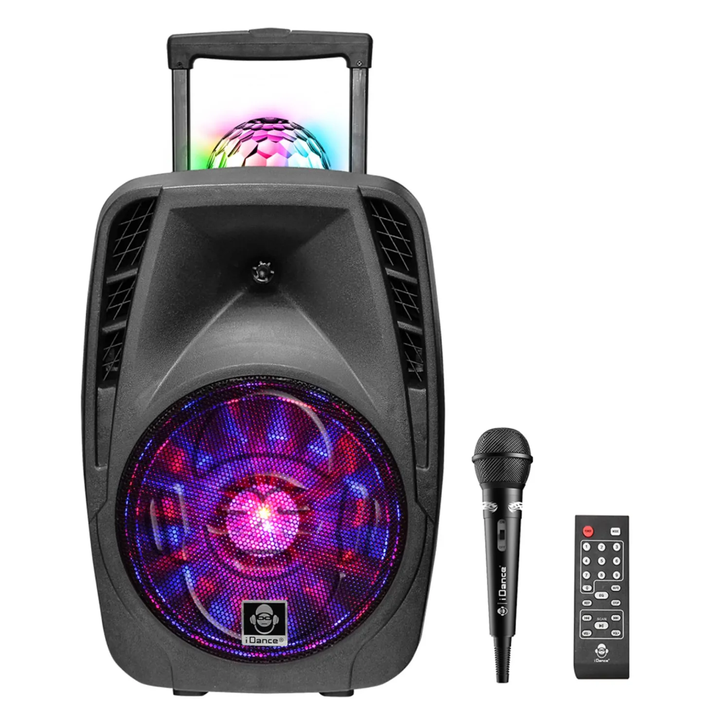 Idance boombox met licht en wielen en Micro