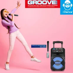 Idance Boombox + Wielen + Microfoon