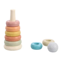 Jipy bioplastic Deluxe Giftset stapeltoren bad stapelbekertjes en speel ratelbal 3 delig