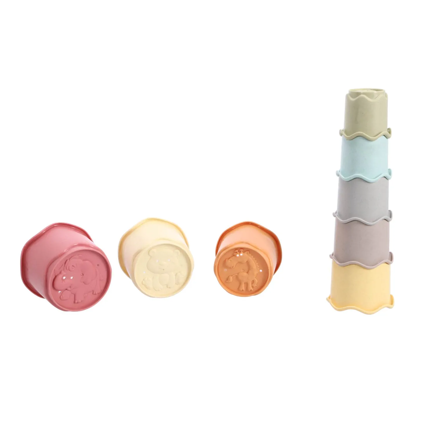 Jipy bioplastic Deluxe Giftset stapeltoren bad stapelbekertjes en speel ratelbal 3 delig