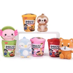 Kawaii pluche noodle pot met dier 4 asst