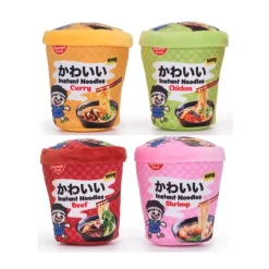 Kawaii pluche noodle pot met dier 4 asst