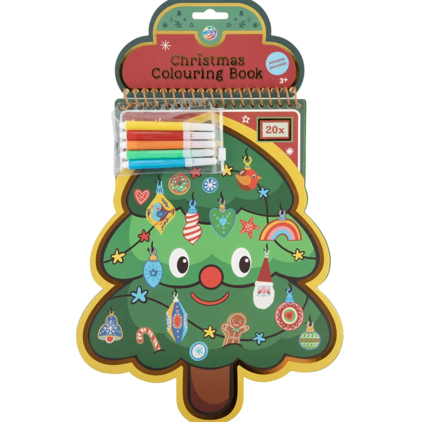 Kleurboek kerstboom 20 pagina's 30 cm met stickers