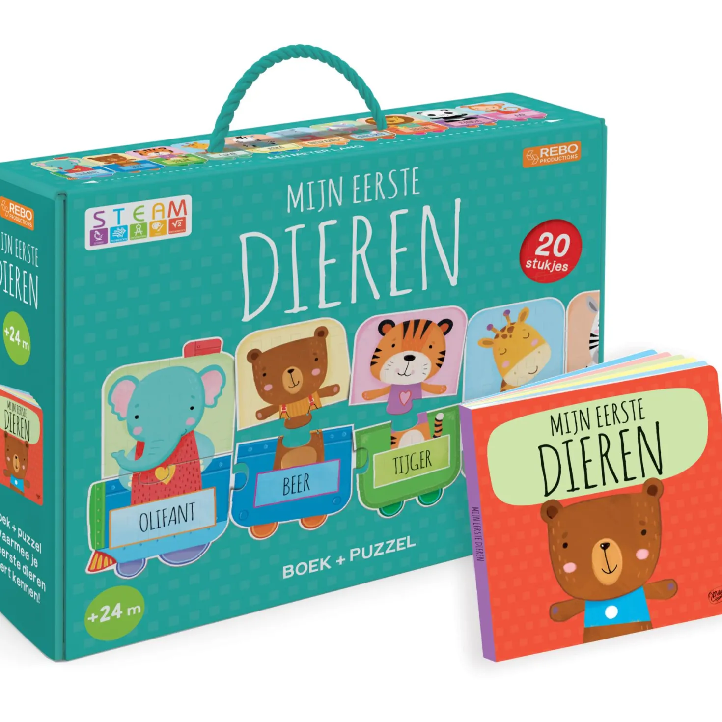 Mijn Eerste Dieren Puzzeltrein + Boek