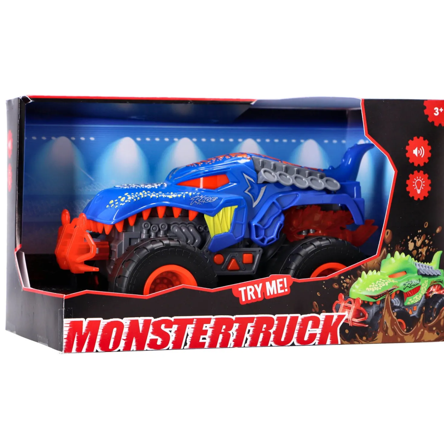 Monstertruck dino groen met licht en geluid