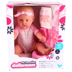 My Beautiful Dollsroom pop 43 cm drink & plas met 9 accessoires