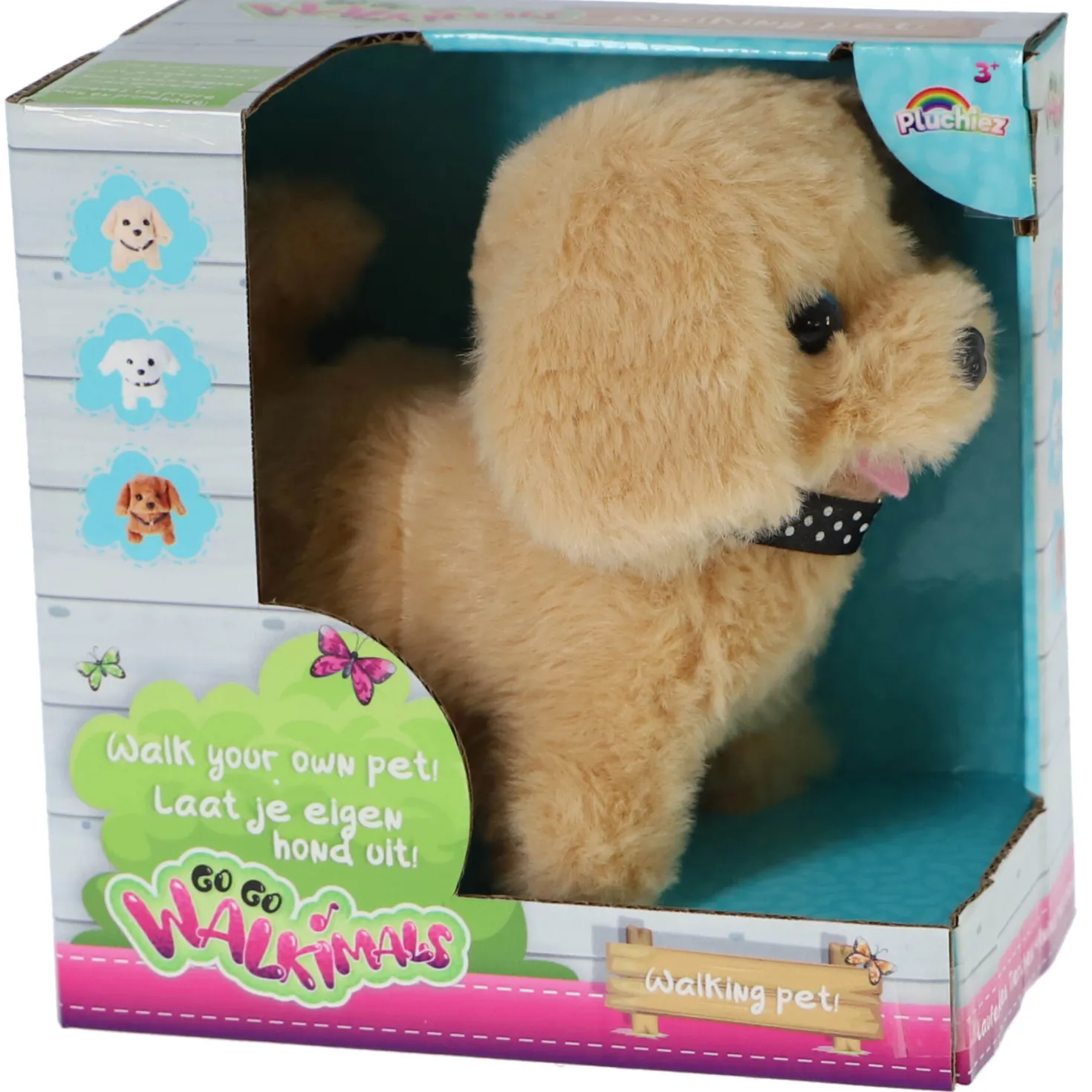 Pluchiez pluche hondje loop en blaf hondje assorti