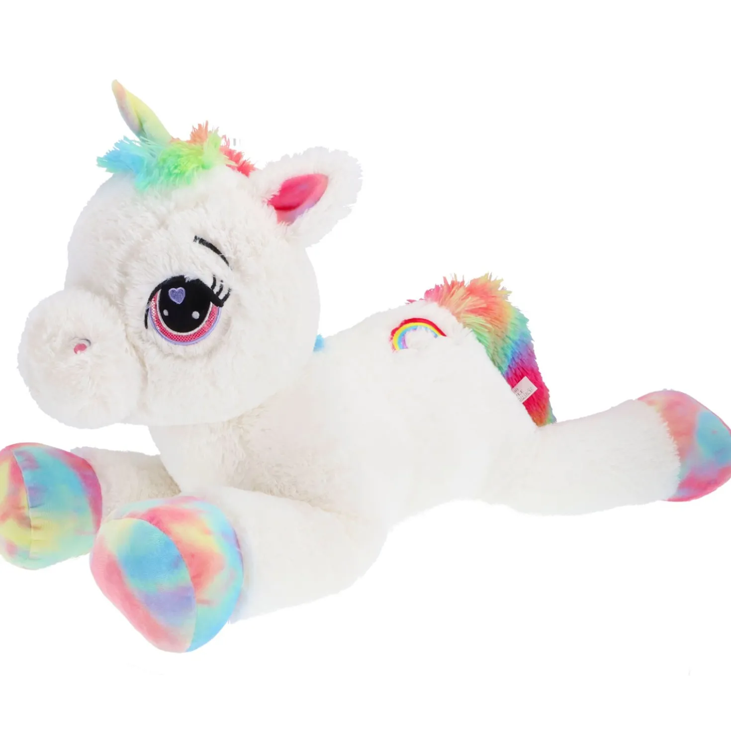 Pluchiez pluche Unicorn wit liggend 80 cm