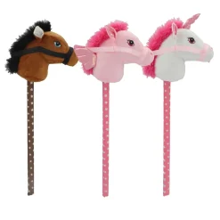 Pluchiez stokpaardje pluche 70 cm 3 assorti paard/