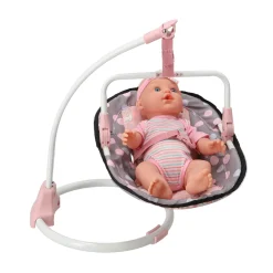 Poppenstoel 3 in 1 grijs/roze 42x40x40 cm