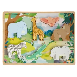 Puzzel hout 3D 30x22x9cm boerderij/jungle