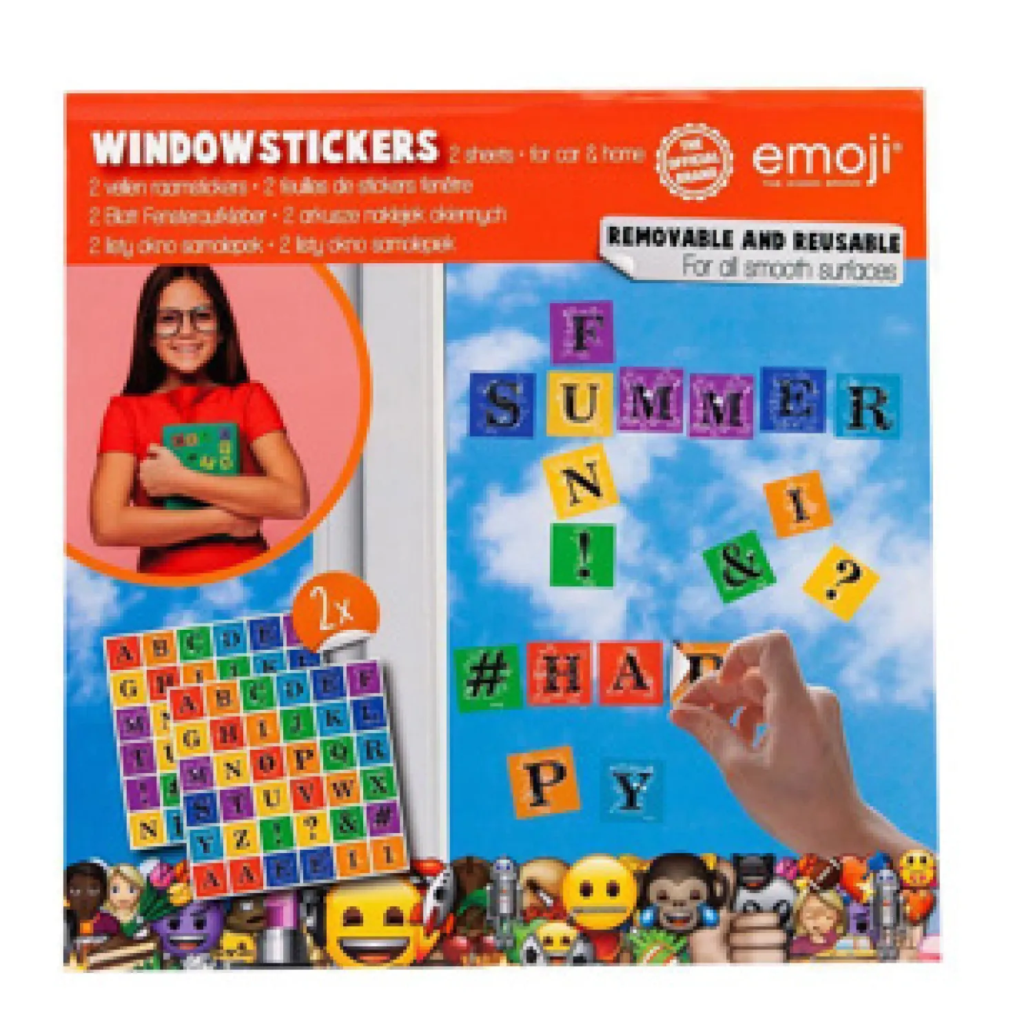 Raamstickers Emoij Assorti
