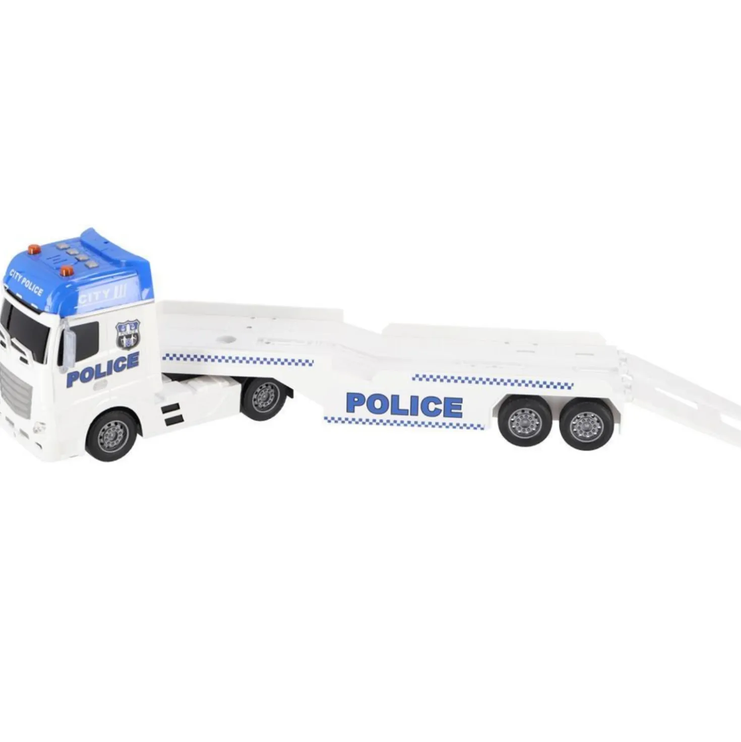 Rapid Wheels Autotransporter Politie met auto en Helicopter met licht en geluid en frictie