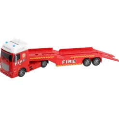 Rapid Wheels Autotransporter brandweer met auto en helikopter met licht en geluid en frictie