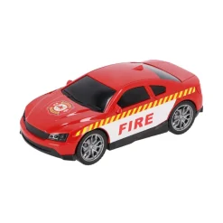 Rapid Wheels Autotransporter brandweer met auto en helikopter met licht en geluid en frictie