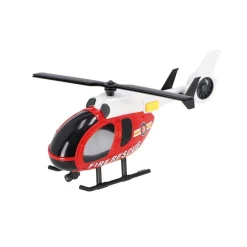 Rapid Wheels Autotransporter brandweer met auto en helikopter met licht en geluid en frictie