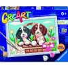 Ravensburger Creart schilderen op nummer honden in mandje