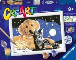 Ravensburger Creart Schilderen op nummer hond en poes glitter