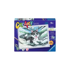Ravensburger Creart schilderen op nummer husky in de sneeuw