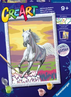 Ravensburger Creart schilderen op nummer paard bij zonsondergang