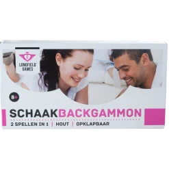 Schaak Backgammon cassette hout 30x16x4 cm