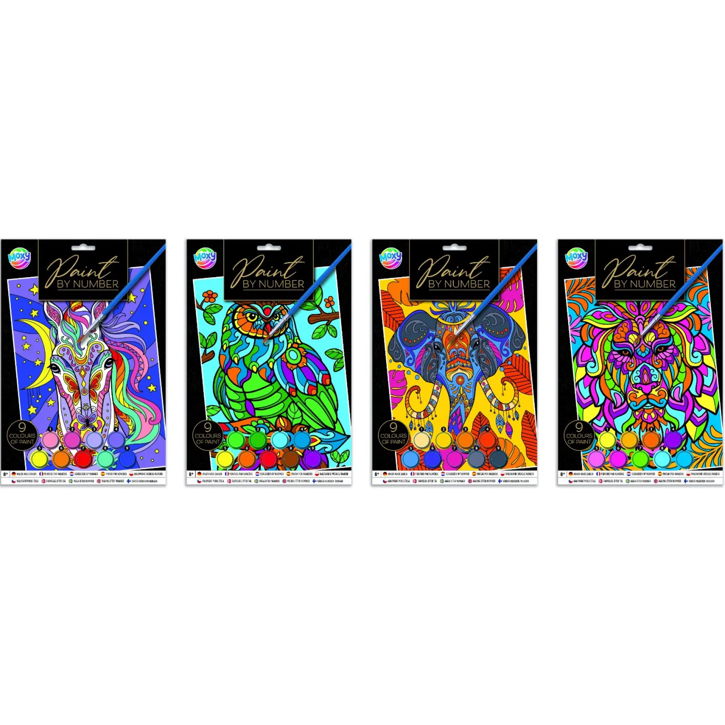 Schilderen op nummer A4 4 assorti