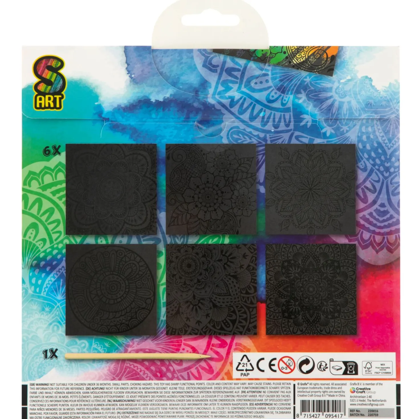 Scratch art met kleuren 7 delig 2 assorti