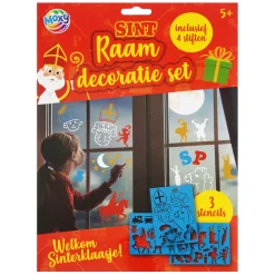 Sint raam decoratieset 3 sheets A4 + 4 stiften