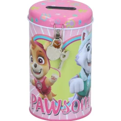 Spaarpot licentie met slot 4 assorti Paw Patrol, Minnie Mouse, Spider-Man
