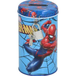 Spaarpot licentie met slot 4 assorti Paw Patrol, Minnie Mouse, Spider-Man